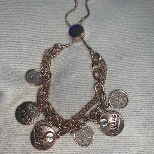 Guess Adjustable Charm Bracelet Rose Gold